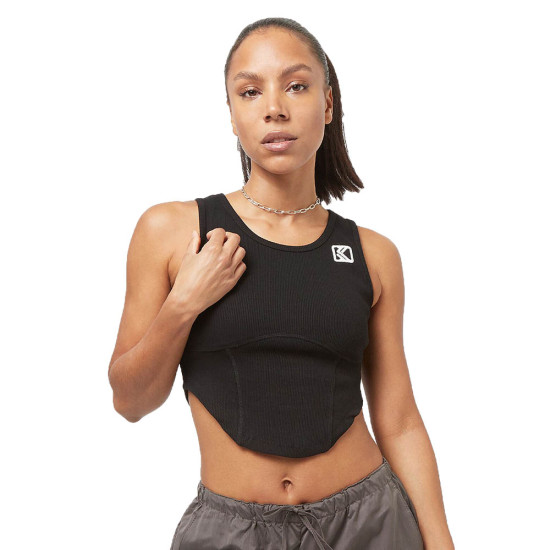 Karl Kani Γυναικεία αμάνικη μπλούζα OG Corset Rib Top Black
